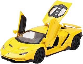 Alloy Collectible Yellow Lamborghini Toy Pull Back Vehicles Diecast Cars Model with Light & Sound