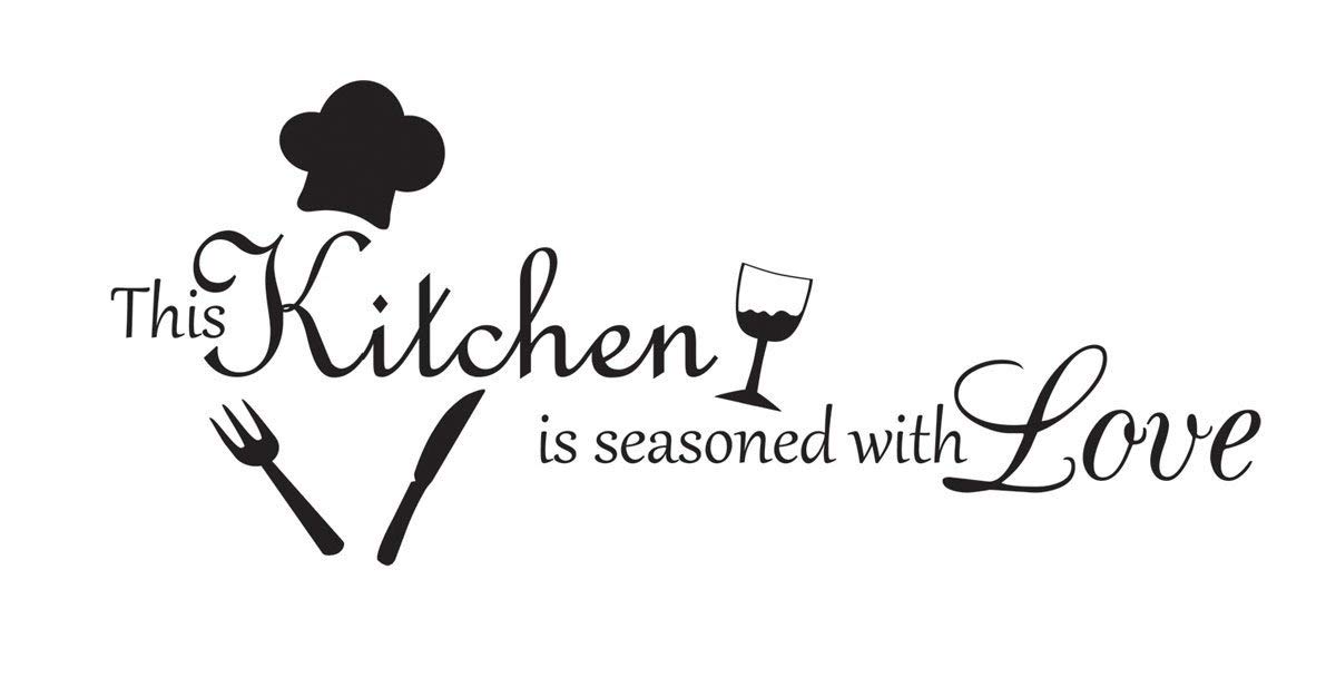 71x33cm This Kitchen is Seasoned with Love Vinyl Wall Decal Quotes Wall Stickers