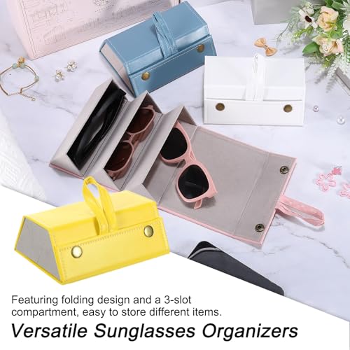 Image of PATIKIL Travel Sunglasses Organizer, 3 Slots Foldable Sunglasses Holder Leather Sunglass Storage Organizer Case