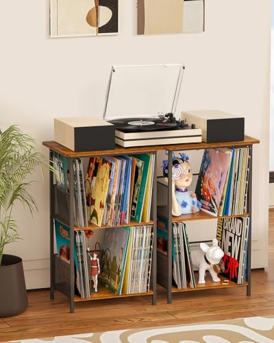Image of Record Player for Vinyls with Two External Speakers Belt-Drive Turntables Vinyls Records Dual Stereo Speakers LP Players 3 Speed 3 Size Wireless AUX-in Auto Stop Stylish New Sleek Wood Lvory White