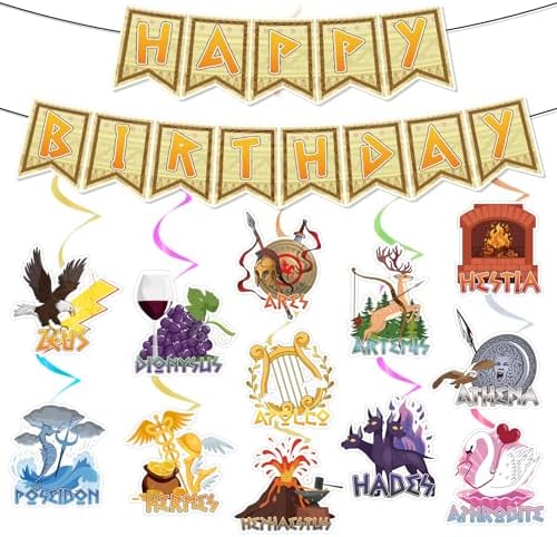 Greek Mythology Birthday Decor, 14PCS Greek Party Banners with Ha...