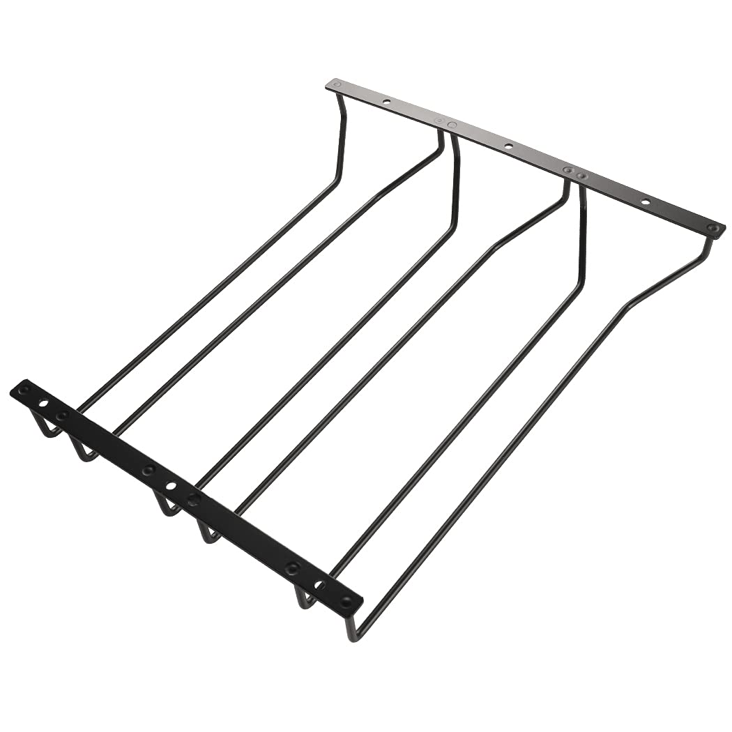 Étagère à verres à vin 35,5 cm - Noir - Support pour verres à vin sous étagère - Pour bar et salle à manger - 3 rangées