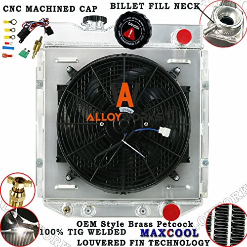 Alloyworks 4 Row All Aluminum Radiator+Shroud+14"Fan For 1963-1966 Ford Mustang/Falcon/Mercury/Comet V8 #TOP3