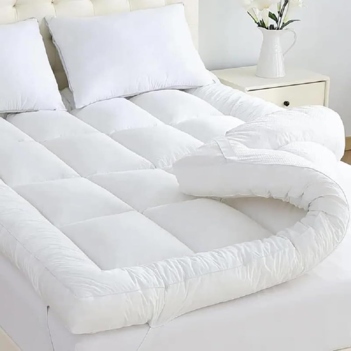 I&S Home Mattress Topper Double Bed - 10cm/4 Inch Extra Deep Thick Hotel Quality Microfibr...