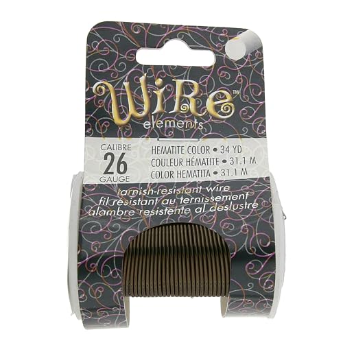 Image of The Beadsmith Wire Elements 26-Gauge Lacquered Tarnish-Resistant Copper Wire for Jewelry Making, 34 Yard, 31.09 Meter Spool (Hematite Color)