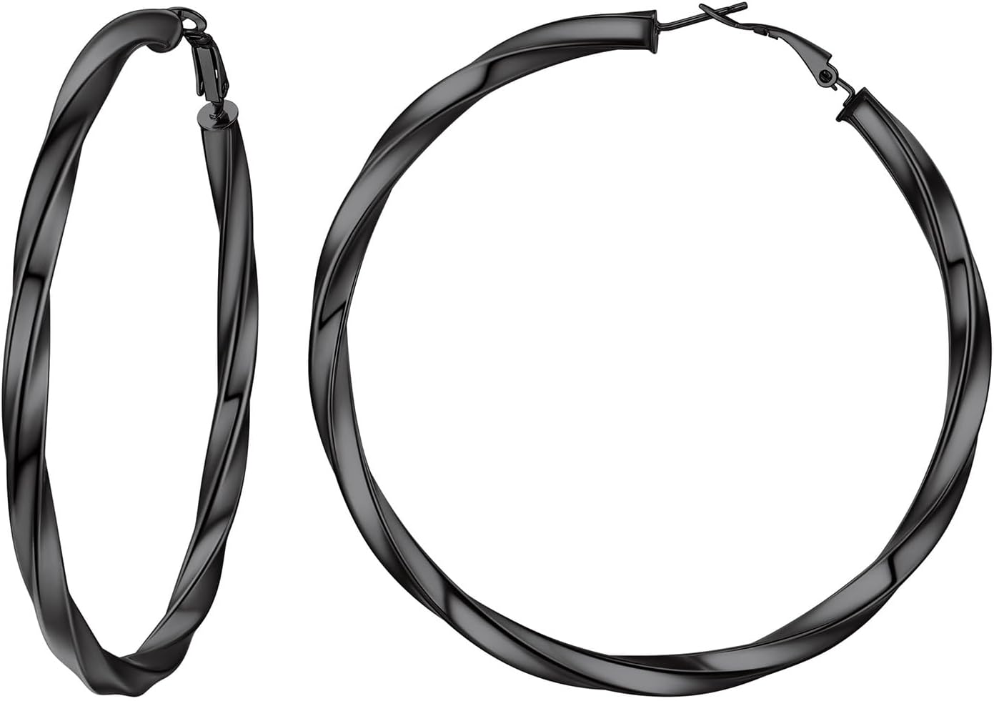 PROSTEEL Oorringen van roestvrij staal voor dames, ringen van 20/30/40/50/60/70/80 mm, schakelringen, verguld/zwart, Geen edelsteen