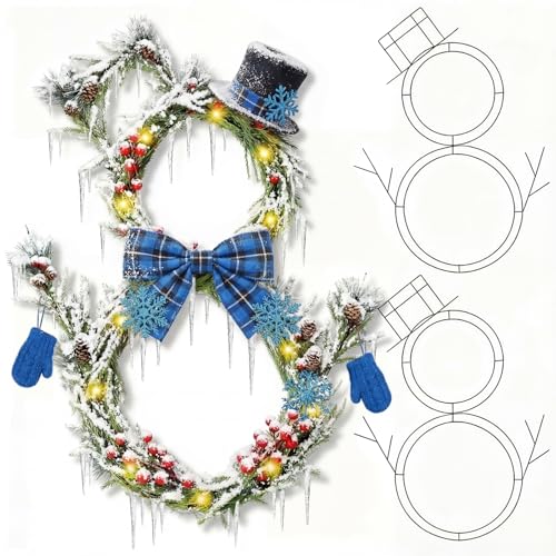 Memorywuu 3 Pcs 22.75 Inches Winter Snowman Wreath...