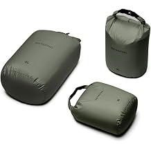 BeeNesting Ultra-Light Dry Bag Set for Backpacking, Waterproof Dry Bags for Camping, Hiking, and Motorcycling, Set of 3 Lightweight Stuff Sacks, Dark Green |  5000mm 20D RWM