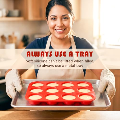 Image of HKNMTT Silicone Muffin Pans for Baking 12Cups BPA-Free Egg Bites Mold