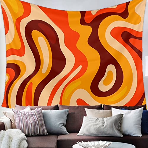 Chees D Zone Wall Hanging Tapestries Orange Red Brown Abstract Art,Throw Tapestry Art Home Decor Tortuosity Texture For Bedroom/Living Room/Sofa Backdrop 86X104In #TOP4