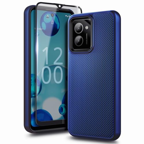 WDHD for HMD Vibe Phone Case with Tempered Glass Screen Protector Full-Body Protective Dual Layer Hybrid Shockproof Phone Case for Nokia HMD Vibe N159V TA-1590 (Blue)