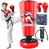 Sacco da Boxe per Bambini, 168cm Sacco da Boxe da Terra con Guantoni per Bambino da 5 a 18 Anni per Karate e Taekwondo, Regalo per Bambini, Adolescente