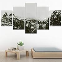 SIGNWIN 5 Panel Canvas Wall Art Monochromatic Mountains for Home Decorations Ready to Hang - 60