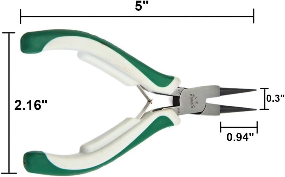 2Pcs Round Nose Pliers Jewelry Fine Round Needle Long Nose Pliers (5-Inch)