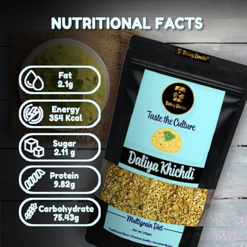 Image of Being Bania Premium Multigrain Daliya, 210g | 100% Natural | High Fiber with Rolled Oats and 8+ grains | Healthy Dalia Khichdi | Diet Food for healthy life (Pack of 2)