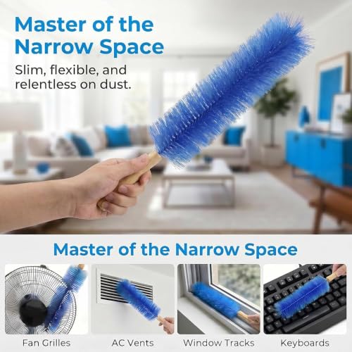 Image of Fan Cleaning Brush with Bendable Microfiber Head, Reusable Dusting Brush for Fan Blades, Window Blinds, Air Conditioner Vents, Ceiling Fans, Car Vents and Hard-to-Reach Areas, Grey