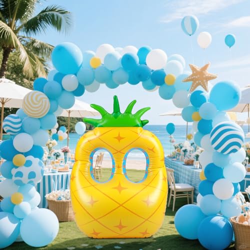 Image of Colingmill 50 Inch Pineapple Photo Frame Inflatable Pineapple Balloon Decorations Photo Backdrop Booth Selfie Frame Background for Xmas Party Supplies