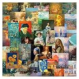 有名アート絵画ステッカー 64枚、ウォーターボトル、ノートパソコン、荷物、カップ、コンピューター、携帯電話、スケートボード用防水ビニールデカール (芸術油絵)