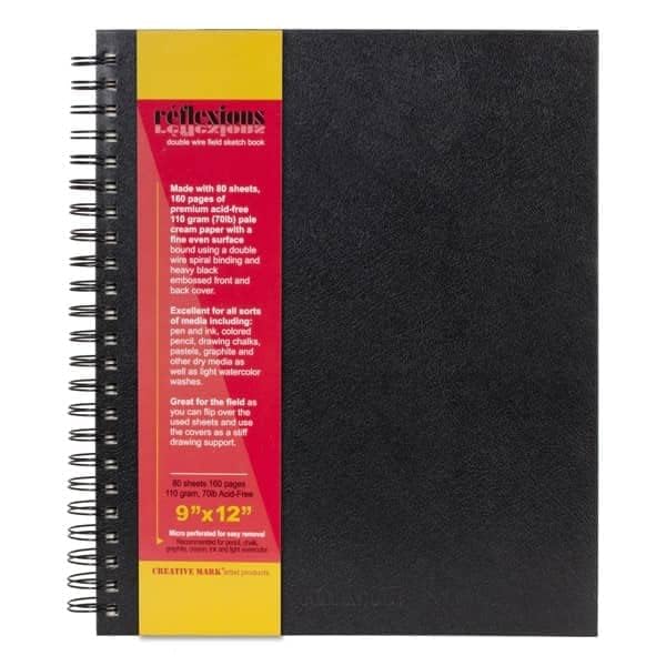 Carnet de croquis Réflexions format 9x12 double fil pour dessin et esquisse