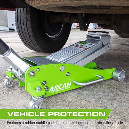 Arcan 3 Ton (6,000 Lbs.) Hybrid Heavy Duty Aluminum And Steel Low Profile Floor Jack With Dual Pistons Reinforced Lifting Arm (A20001) #TOP3