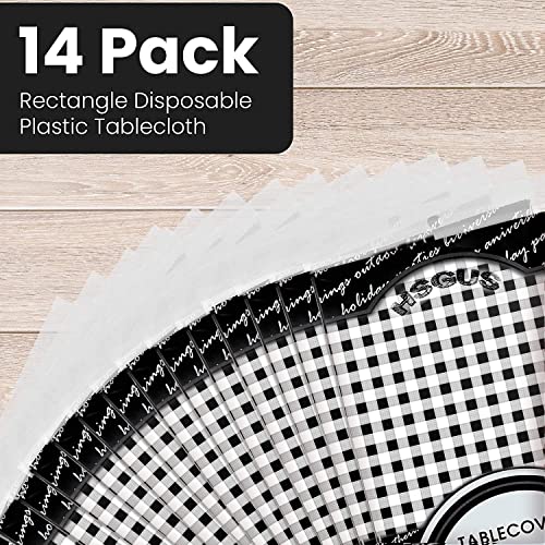 14 Pack Plastic Black Gingham Checkered Picnic Tablecloth 54 X 108 in. Rectangle Disposable Table Covers - Disposable Table Cloths For Parties, Birthdays, Weddings Tablecloth Pack. Indoor and Outdoor by HSGUS - Image 5