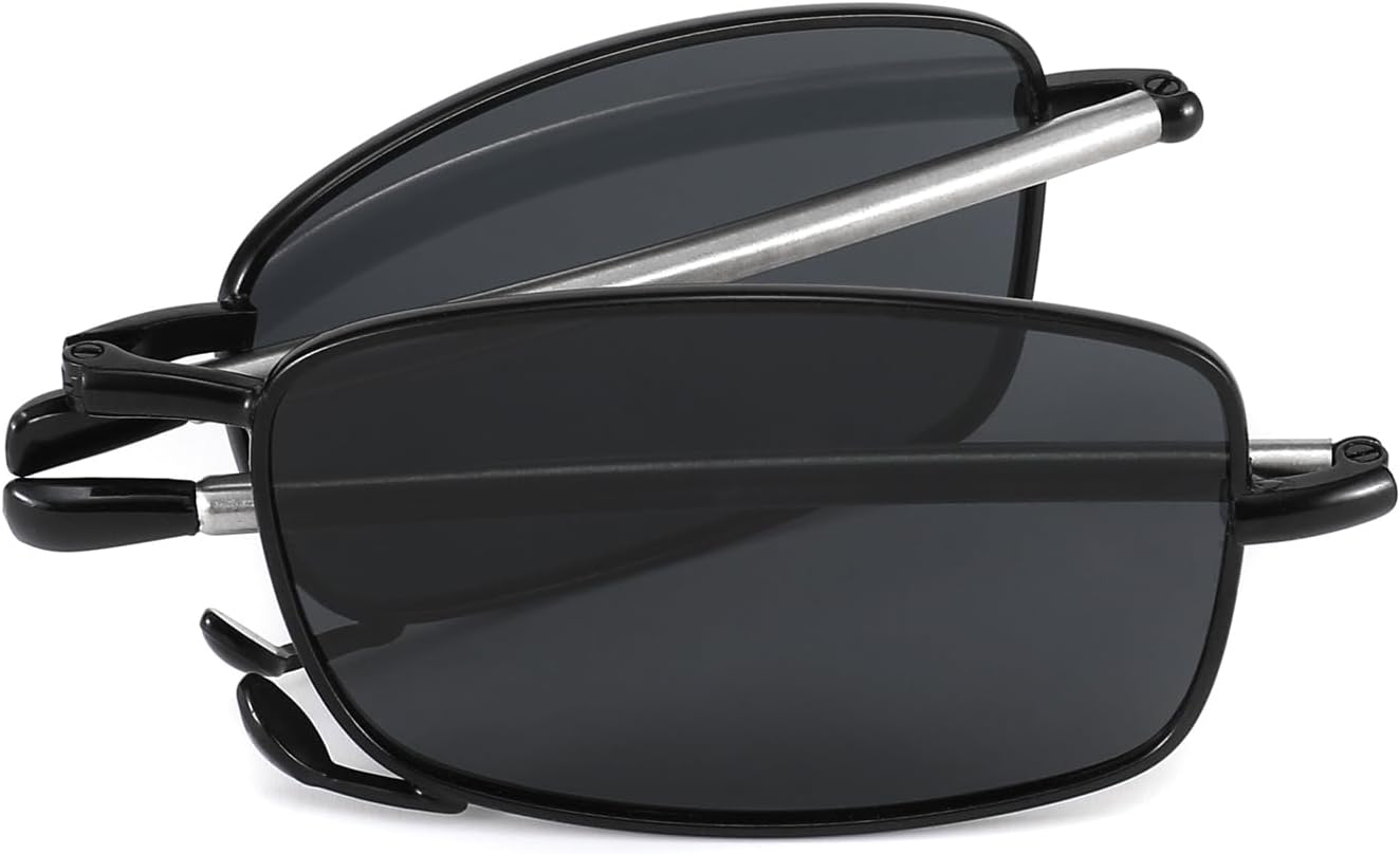 VEQINIKA Sunglasses for Men Women Polarized Folding Sunglasses with Case Spring Hinge UV Blocking Foldable Sunglasses