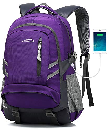 MOGGEI Backpack for School Bookbag College Student Business Travel with USB Charging Port