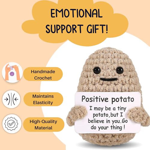 Image of Cute Emotional Support Crochet Toys Handmade Gifts with Message for Women Men Friends Coworkers, Birthday Christmas Valentine's Gift (Potato)