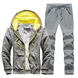 Trainingsanzug Herren Trainingsanzug Zweiteiliger Anzug Jogginganzug Freizeitanzug mit Taschen Jogger Sportanzug Tracksuit Gefüttert Jogginghose Trainingsjacke Hausanzug 2 Teiliges Set Joggingsuit