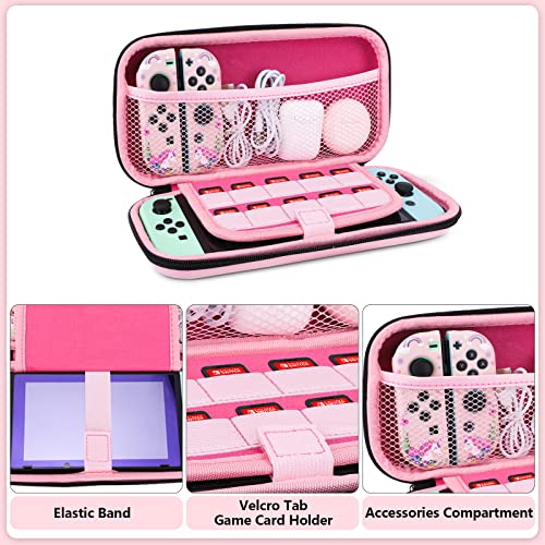 Unicorn Carrying Case Compatible with Nintendo Switch-Pink Portable Hard Shell Storage Bag and Protective Case Cover,Screen Protectors for Nintendo Switch,Switch Protection Accessories for Girls