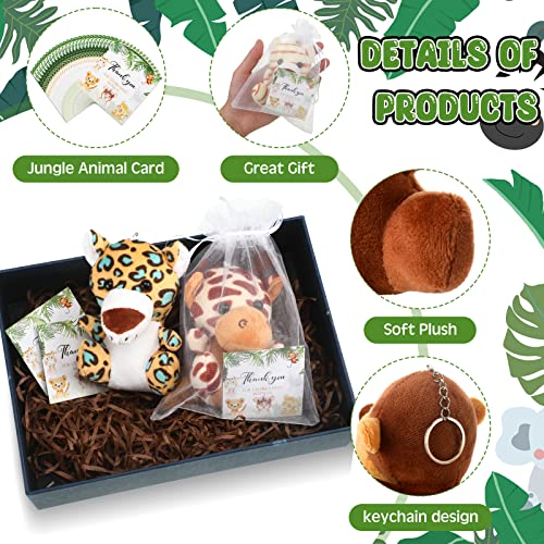 Wettarn 24 Pcs Baby Shower Mini Plush Stuffed Forest Animals 4.8 Inch Giraffe Lion Elephant Cute Safari Animals With White Organza Bags Cards For Animal Themed Parties Decoration Children's Day Gift #TOP2