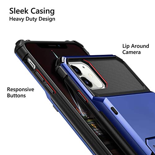 Vofolen Compatible With Iphone 12 Case 5G Wallet 4-Card Slot Credit Card Holder Flip Hidden Pocket Dual Layer Protective Back Cover Compatible With Iphone 12 5G 6.1Inch Navy #TOP3