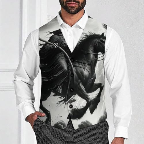 Grim Reaper Riding A Horse Men's Suit Vest Slim Fit V-Ncek Waistcoat Business Casual Vest2