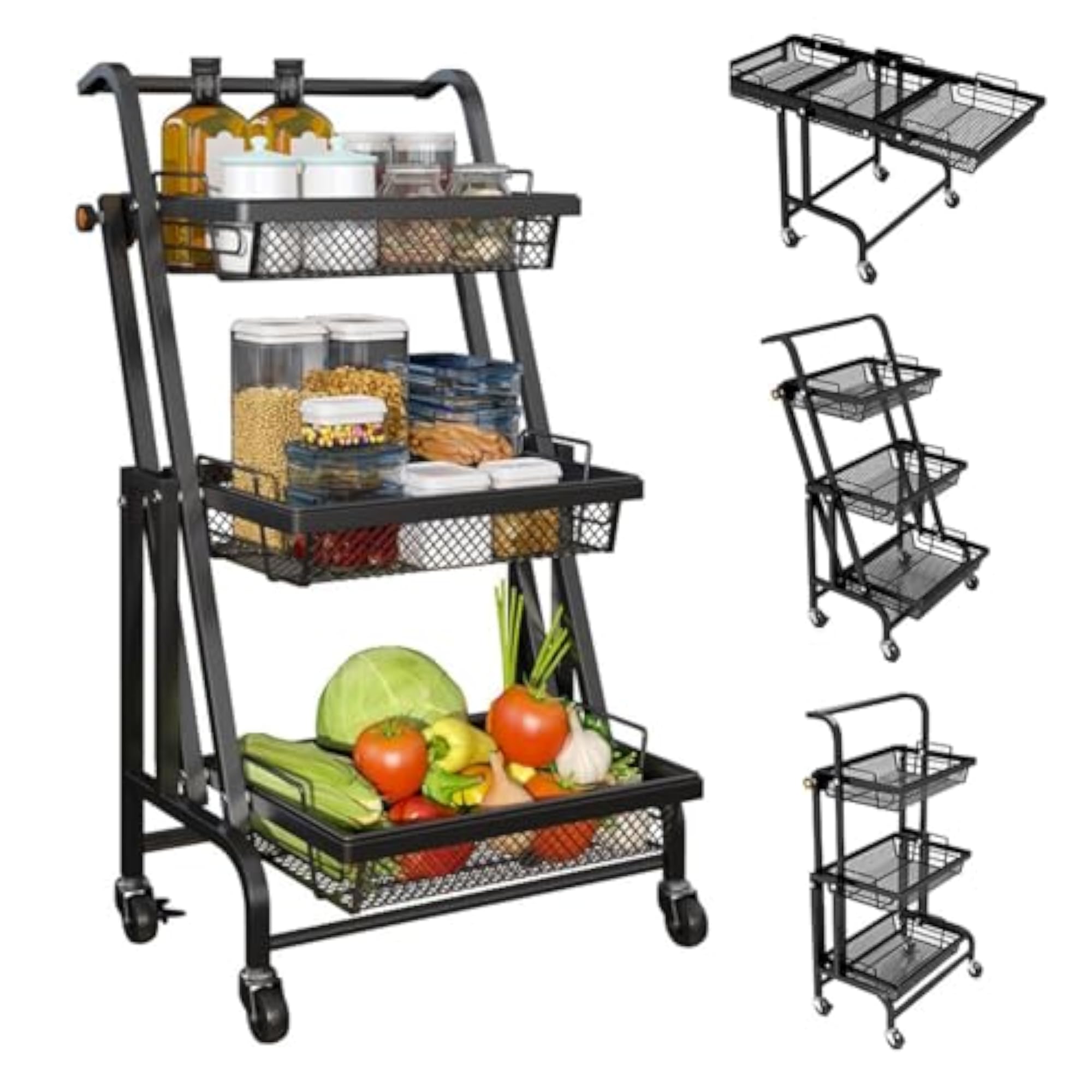 3 Tier Rolling Kitchen Trolley Cart with Wheels
