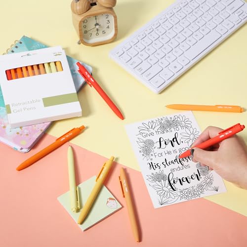 Image of Mr. Pen- Retractable Gel Pens, 12 Pack, Black Ink, Summer Morning Barrel | Fine Point 0.5mm, Fast Dry, Smooth Writing, Cute Pens for Drawing, Writing Planner and School Supplies