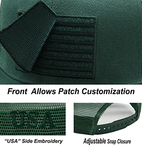 Image of Antourage American Flag Unisex Baseball Hat for Men and Women | USA Flag Mesh Snapback Flat Visor Cap + 2 Patriotic Patches