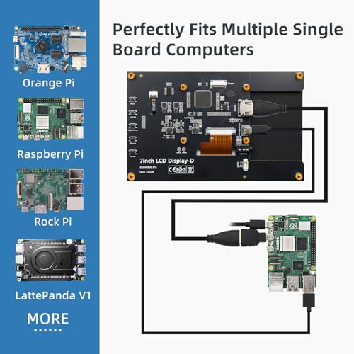 Image of 7 Inch IPS LCD Touch Screen Display 1024x600 HDMI Capacitive Mini Small Monitor for Raspberry Pi 5 /4 /3 /2 /B /B+, BB Black, Win 11 /10 /8 /7
