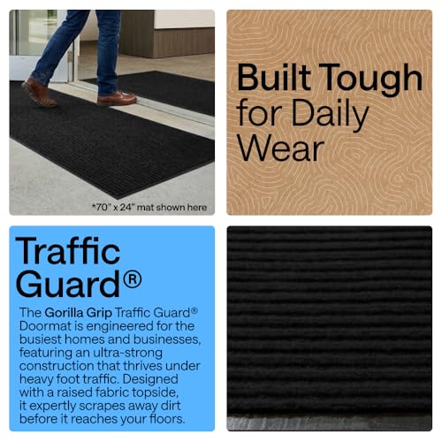 GORILLA GRIP Traffic Guard Indoor Outdoor Heavy Duty Door Mat, 72x48 Black | Waterproof Front Entryway Doormat, Strong Backing Commercial Rugs for Off