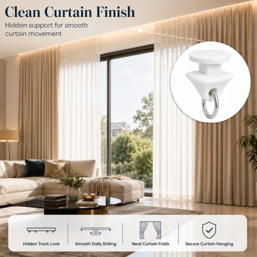 Image of FAPBADRI Plastic Silent Runners Sliders Rollers for Curtain Track Channel | Smooth Glide Curtain Gliders | Color - White | Pack of 100 Pieces