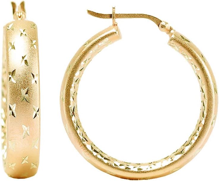 LeCalla Sterling Silver Jewelry Diamond-Cut Hoop Earring for Women - Image 5