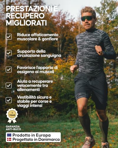 DANISH ENDURANCE Calze Compressione Graduata 21-26mmHg, Nero/Giallo, 43-47 - Immagine 2