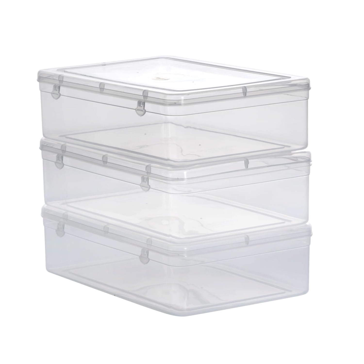 Chetan Plastic Storage Boxes, Transparent Containers, Large Boxes With Lock System for Jewellery 28x19x7 Cm - 3750 ML - Pack of 3 (Size No - 8)-image-33