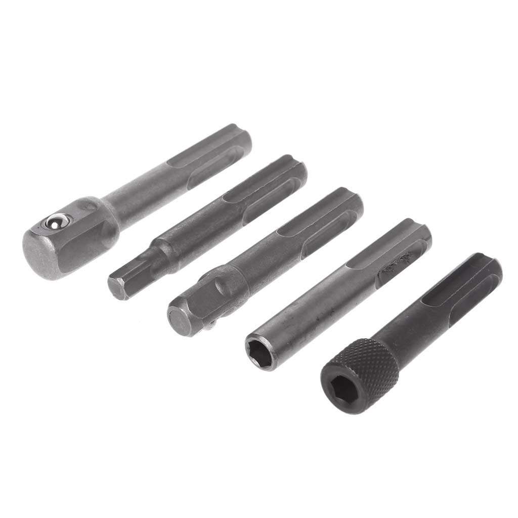 5Pcs 1/4 Socket Driver Hammer Drill Bit Chuck Adaptor Kit Set Hand Drill For Nails Cordless