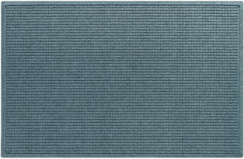 WaterHog Squares Front Door Mat Indoor Outdoor Entrance, Absorbent All-Weather Doormat with Non-Slip Rubber Backing, Dirt & Moisture Trapper, Low Profile, Easy Clean, Made in USA, 45.5'x70' Bluestone