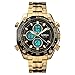 Produktbild FeiWen Herren Casual Fashion Analog Quarz Digital Edelstahl Uhren Doppelte Zeit Multifunktional Sport Armbanduhren LED Beleuchtung Alarm, Gold
