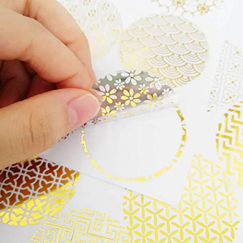 12 Sheets Decorative Gold Circle Envelope Seals Stickers Gift Boxes Stickers Party Favor Bags Stickers Label Stickers Holiday Birthday Party Wedding Baby Shower Decorations (108 Pieces) #TOP4