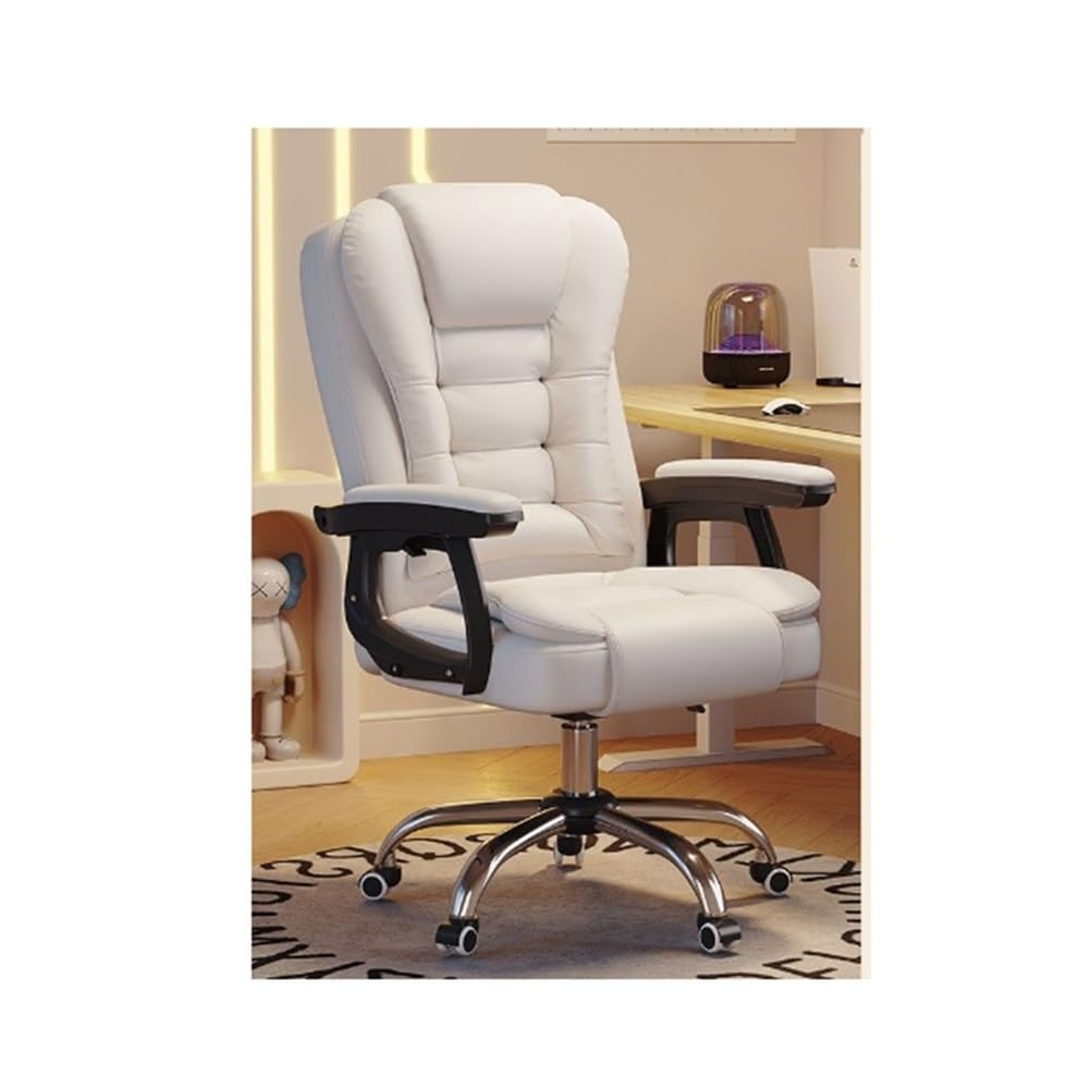 HTTGDGDH Adjustable Pu Leather Swivel Office Chair Ergonomic Gaming & Executive Chair For Home & Office Stylish Black Design Comfortable & Versatile Furniture,White