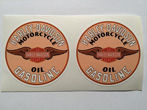 harley davidson wing decal - 2 Harley Davidson Vintage Style Oil Gasoline Wings Die Cut Decals