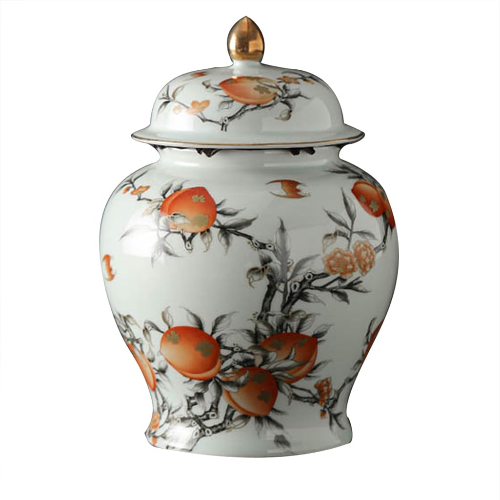 Duży ceramiczny wazon na imbir w stylu chińskim do dekoracji domu, ceramiczny wazon na imbir w stylu chińskim z pokrywką do dekoracji kuchni i jadalni (średni)