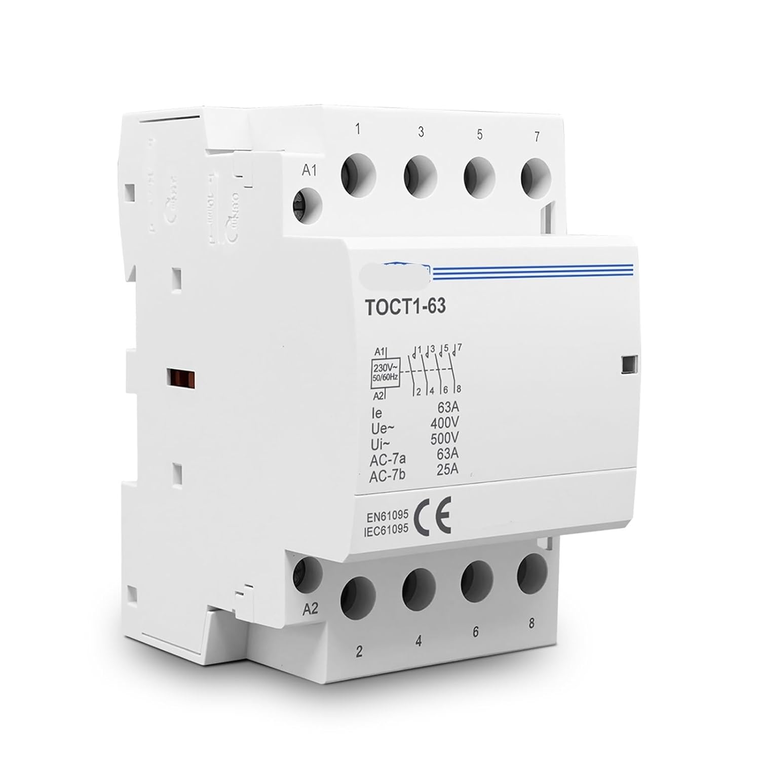 TOCT1 4P 63A 4NO 2NC2NO 4NC 220V Coil 400V~ 50/60Hz Din Rail Household AC Modular Contactor 1Pcs(2NO2NC)